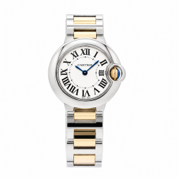 Cartier Ballon Bleu De 28MM W69007Z3 Two Tone White Dial Watch